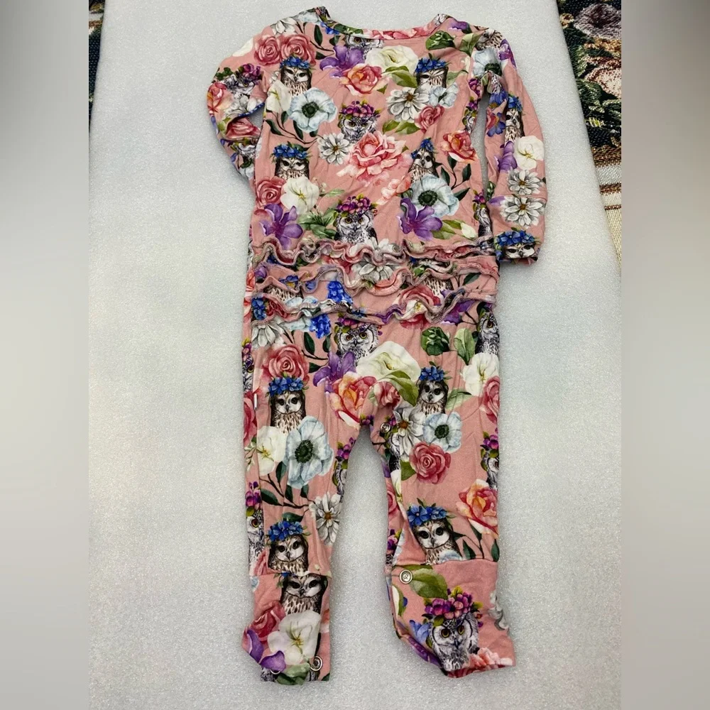 Posh Peanut Owl Halloween Floral Boho Stretch Bamboo Long Sleeve Footie 18-24 mo - Picture 1 of 9